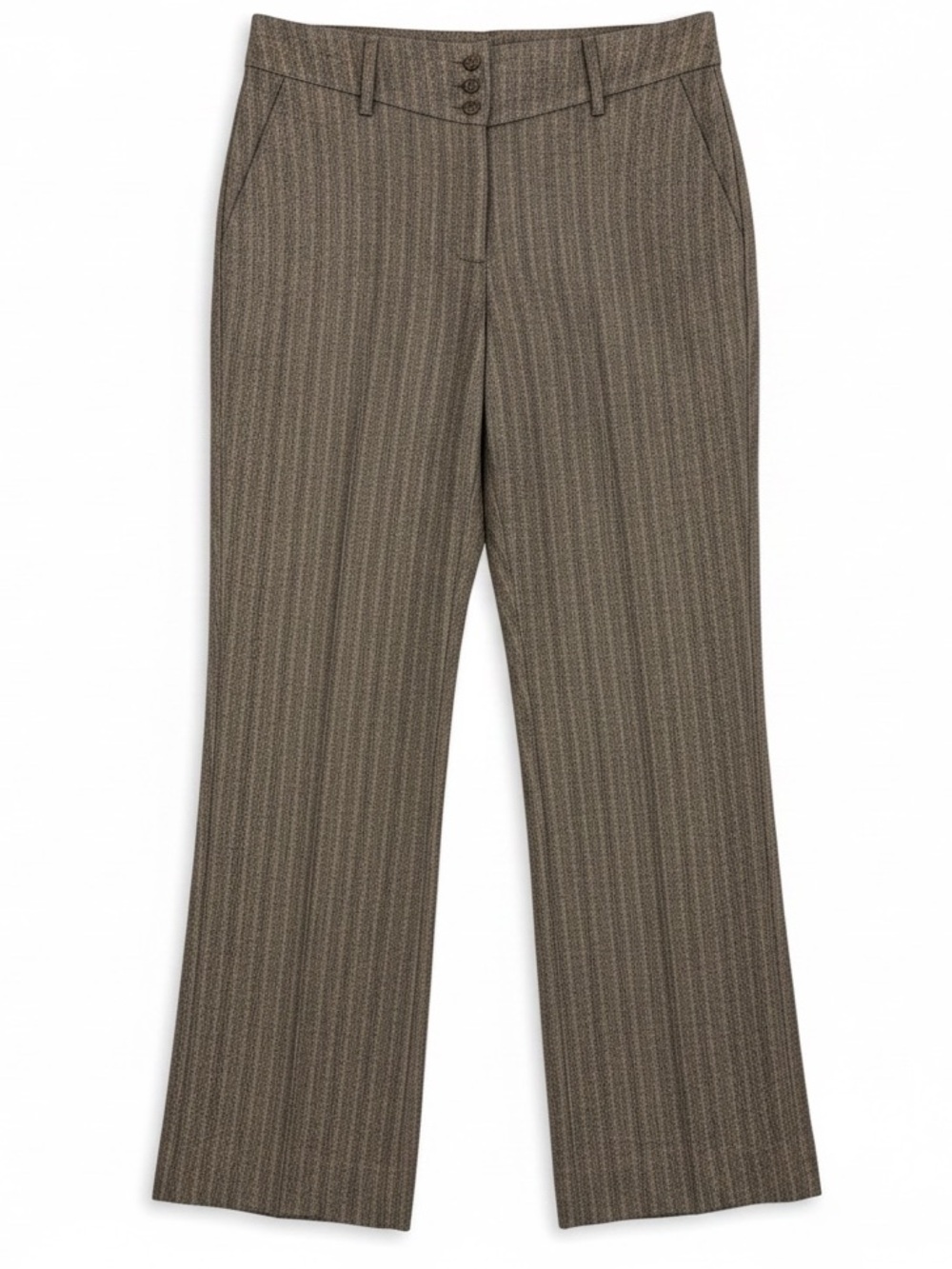 ISABELLA BIRD Y2K STRIPED CROPPED POLYESTER VISCOSE WOOL BLEND PANT TAN BLK SZ 4